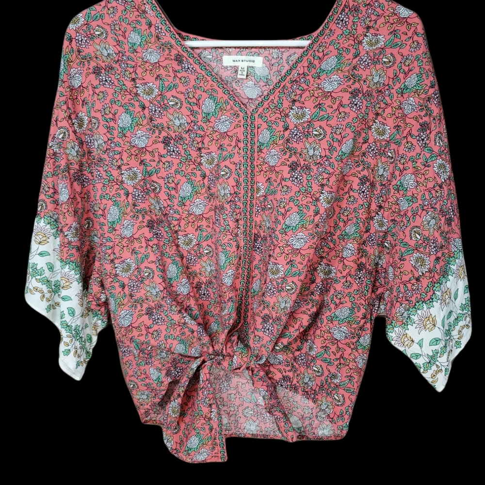 Max Studio High Low Front Tie Shirt